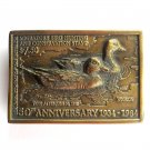 Duck Stamps Swan Carving Brass Belt Buckle