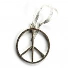 Vintage Peace Sign Nostalgic Silver Ribbon Christmas Ornament Vintage Peace Sign Nostalgic Silver Ribbon Christmas Ornament