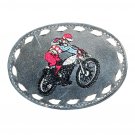 Motorcycle Dirt Bike Embroidered Vintage Tony Lama Leather Belt Buckle Motorcycle Dirt Bike Embroidered Vintage Tony Lama Leather Belt Buckle