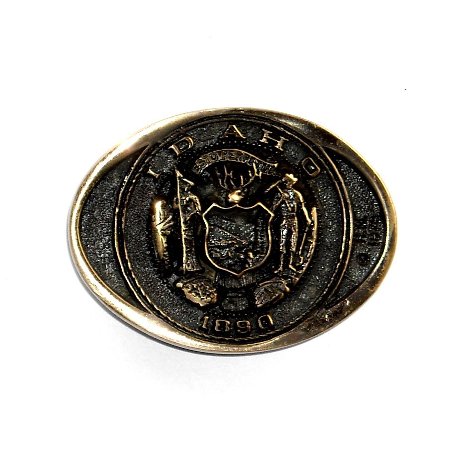 Idaho State Seal Heritage Mint Brass Standard Small Belt Buckle