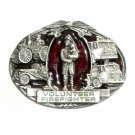 Volunteer Firefighter 3D Red Bergamot Pewter Belt Buckle Volunteer Firefighter 3D Red Bergamot Pewter Belt Buckle