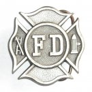 FD Fire Department Shield Vintage Bergamot Pewter American Made Belt Buckle