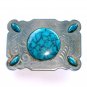 Silver Turquoise Vintage Western belt buckle