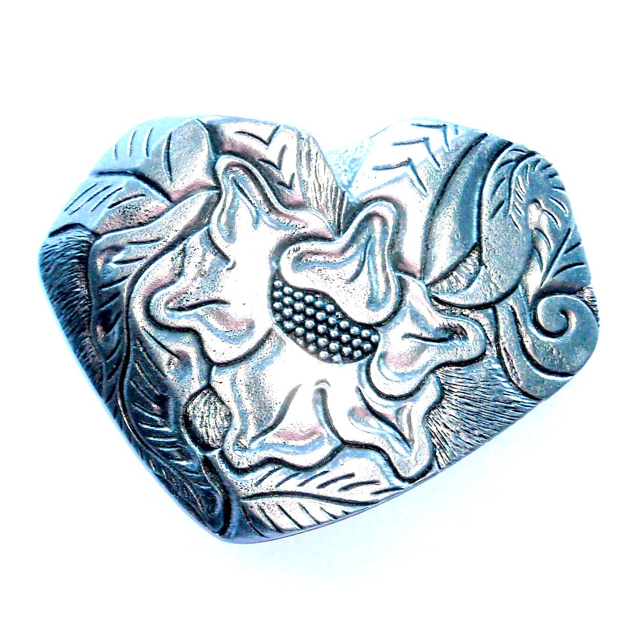 Heart Shaped Flower Design Western Belt Buckle
