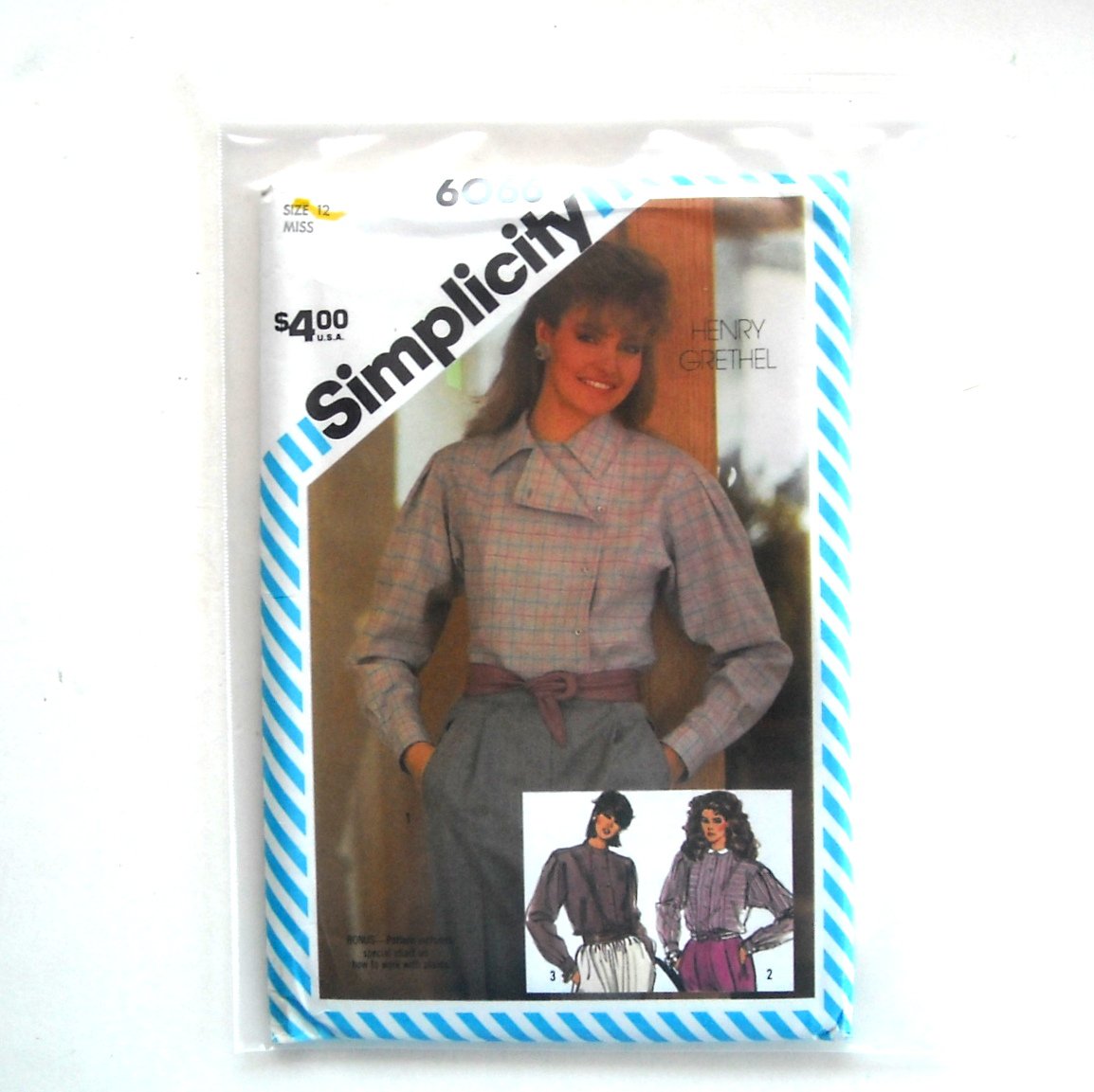 Shirts 3 Styles Size 12 Simplicity Sewing Pattern 6066