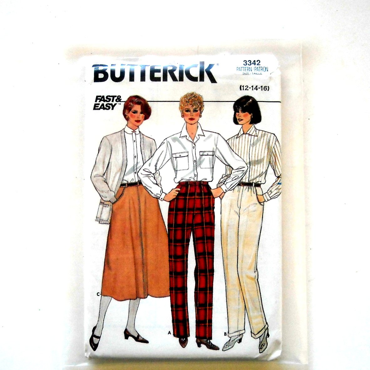 Misses Pants Skirt Size 12 14 16 Vintage Butterick Sewing Pattern 3342