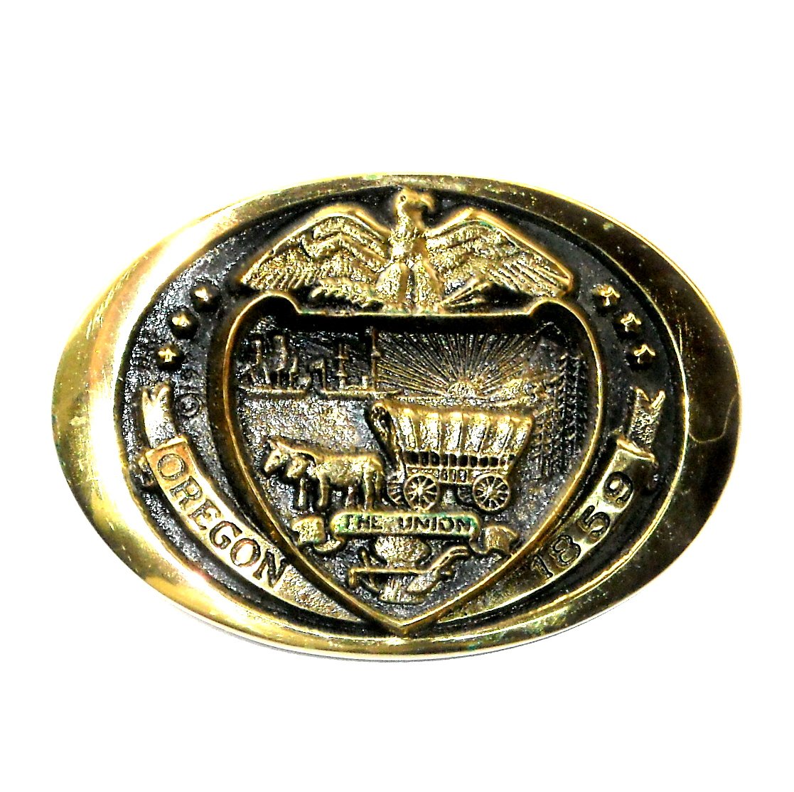 Oregon State Seal Heritage Mint Solid Brass Vintage Belt Buckle