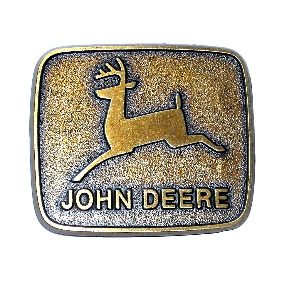 John Deere Logo Vintage Brass Belt Buckle