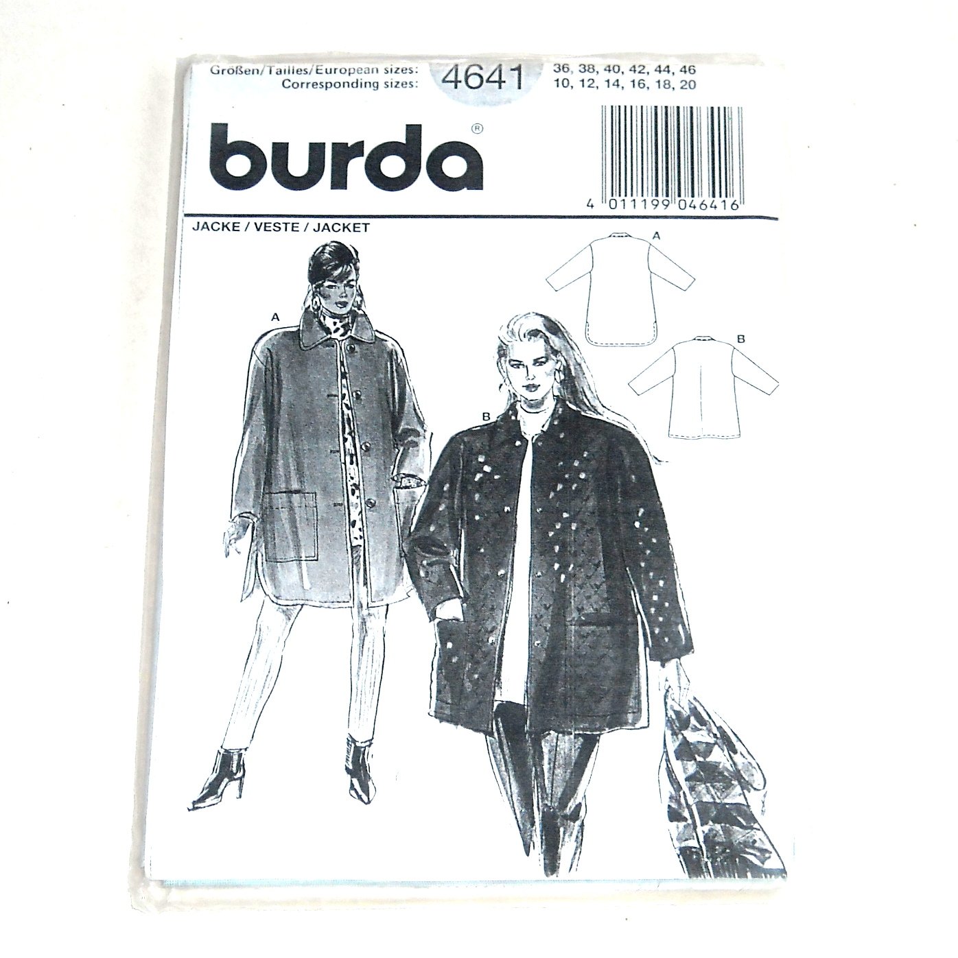 Misses Long Coat Jacket Vintage Burda Sewing Pattern 4641
