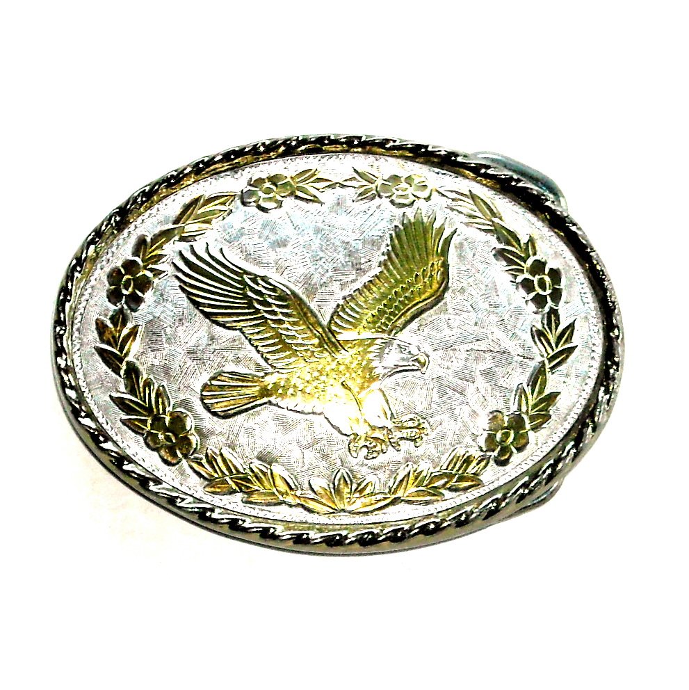 Bald Eagle Silver Gold Color Vintage Belt Buckle