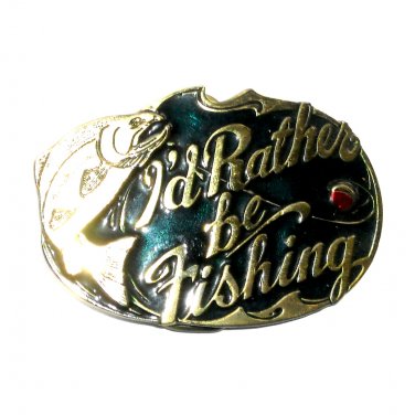 I'd Rather Be Fishing Vintage Great American Belt Buckle
