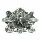 Harley Davidson 1991 Live Free USA Solid Pewter Vintage Belt Buckle