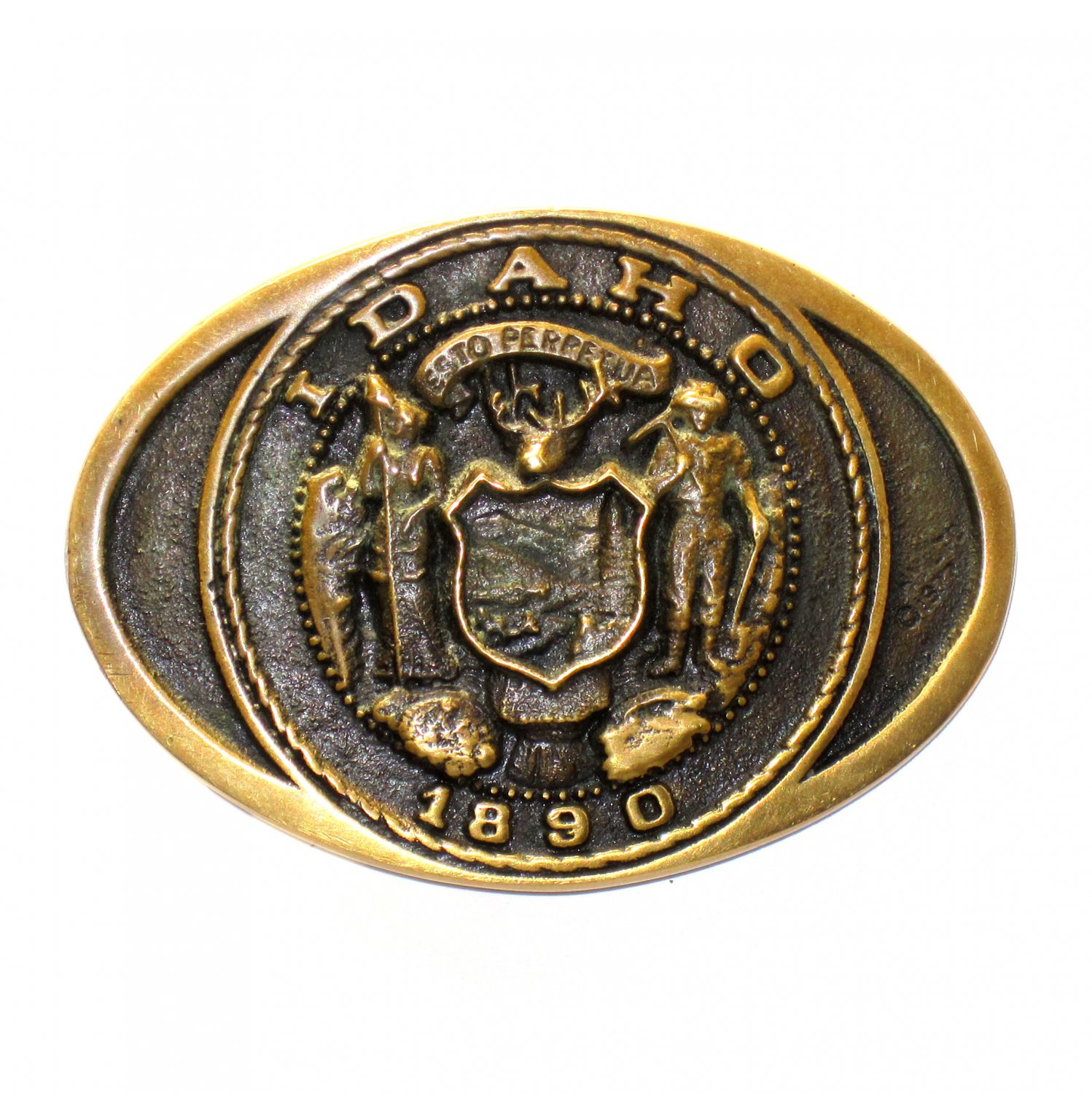 Idaho State Seal Vintage Heritage Mint Solid Brass Belt Buckle