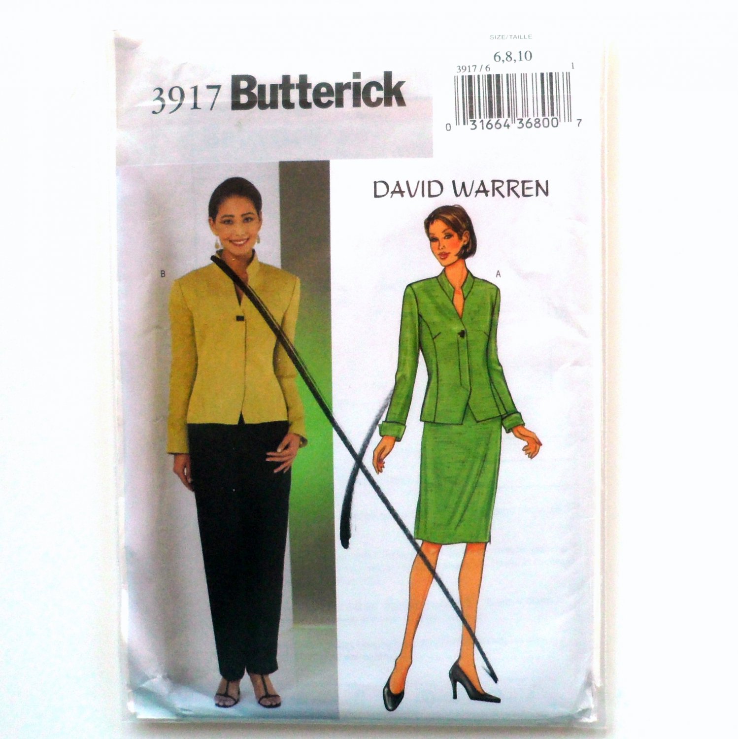 Misses Jacket Skirt Pants David Warren Butterick Sewing Pattern 3917