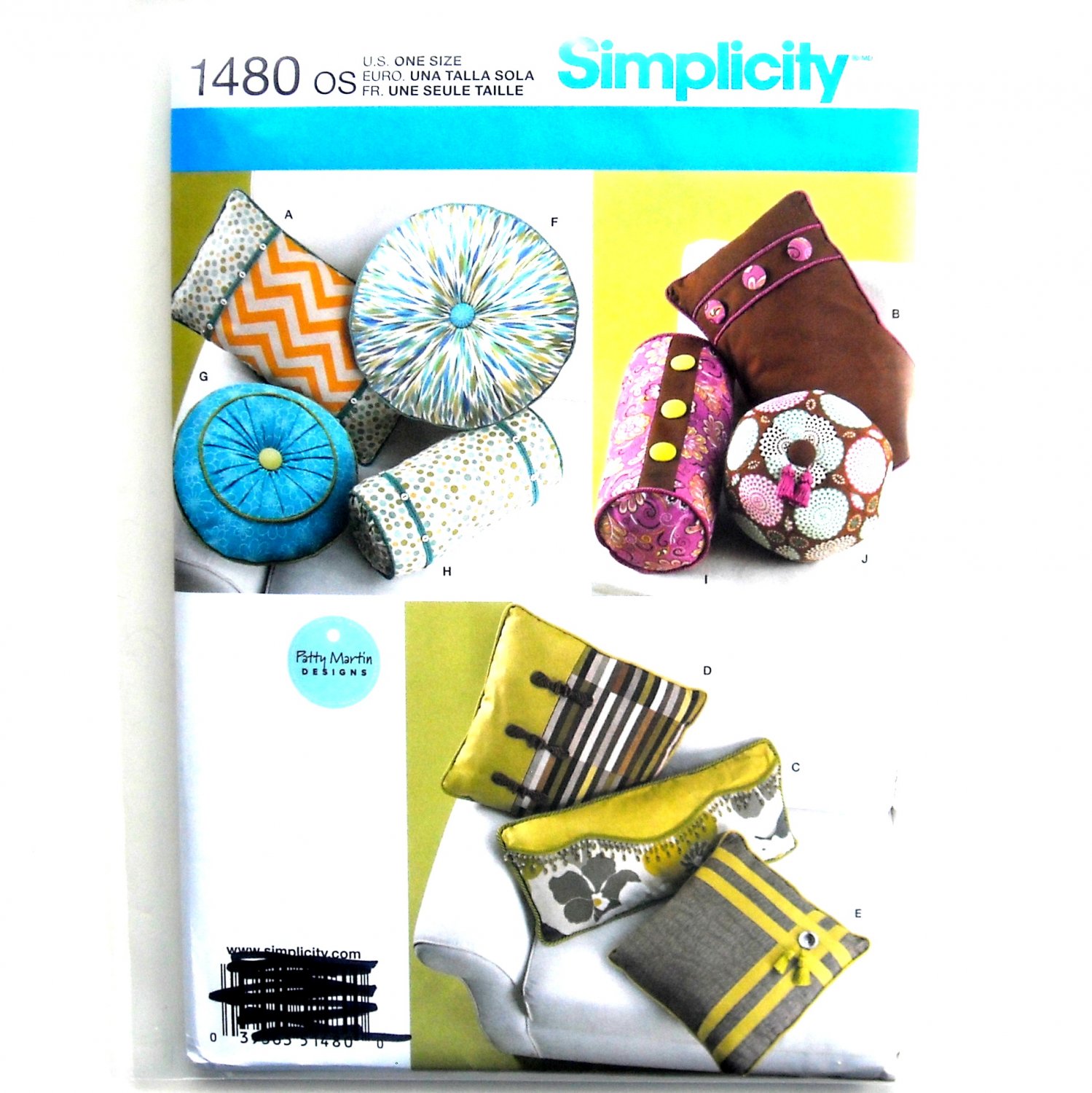 Decorative Pillows Neck Rolls Patty Martin Simplicity Sewing Pattern 1480