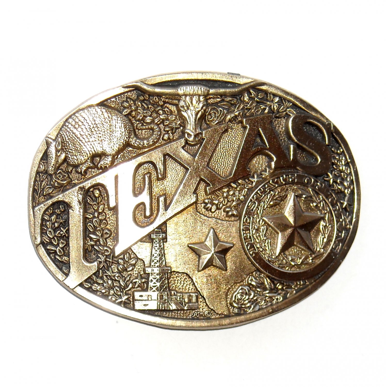 Texas Lone Star State ADM Brass Vintage Belt Buckle