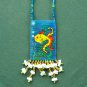 Vintage Large Beaded Necklace Pouch With Fish Design