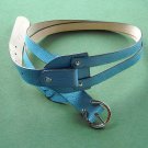 L Erickson Misses Criss Cross Horseshoe Blue Leather Belt