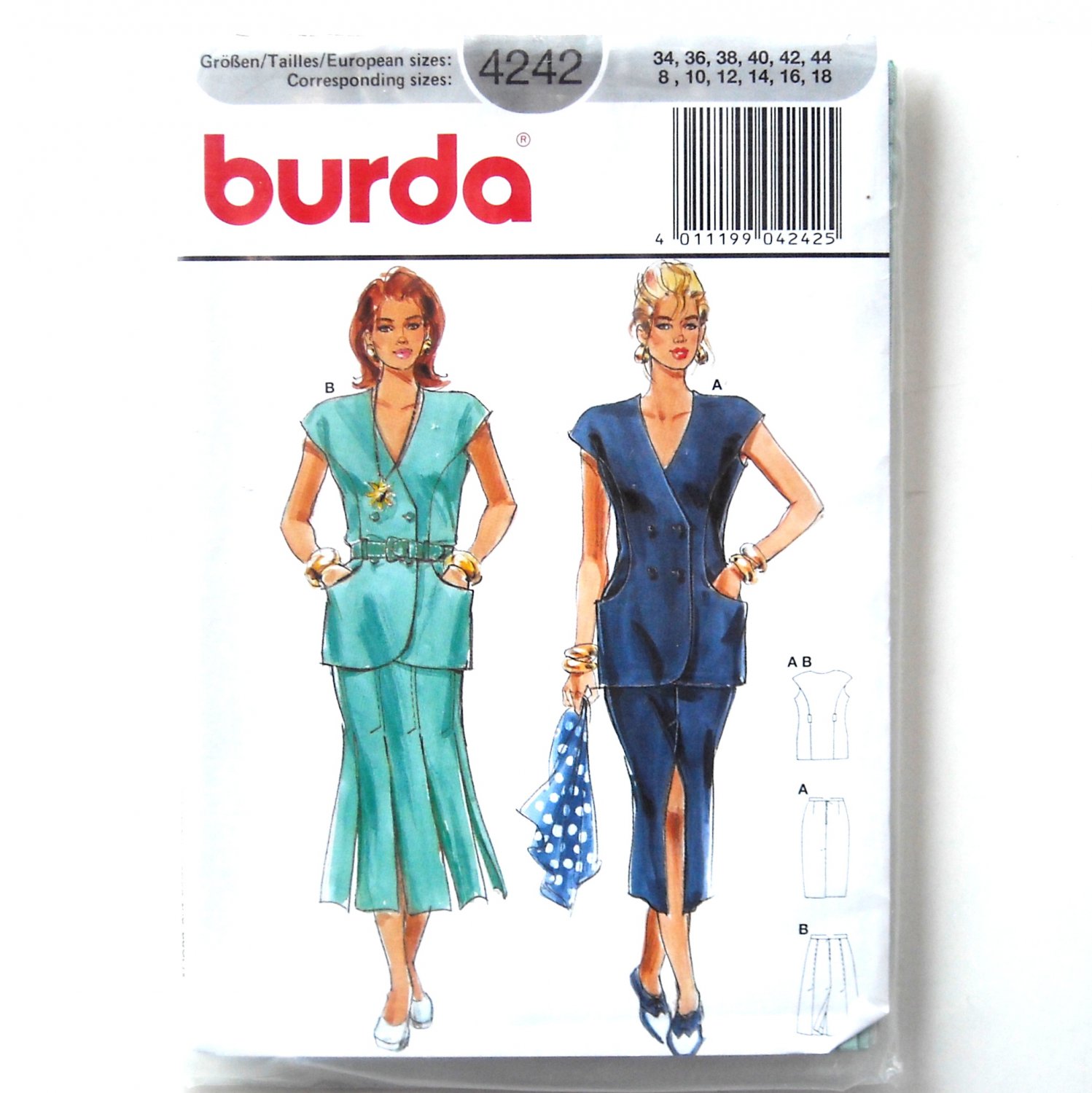 Misses Womens Skirts Waistcoat Top Burda Sewing Pattern 4242