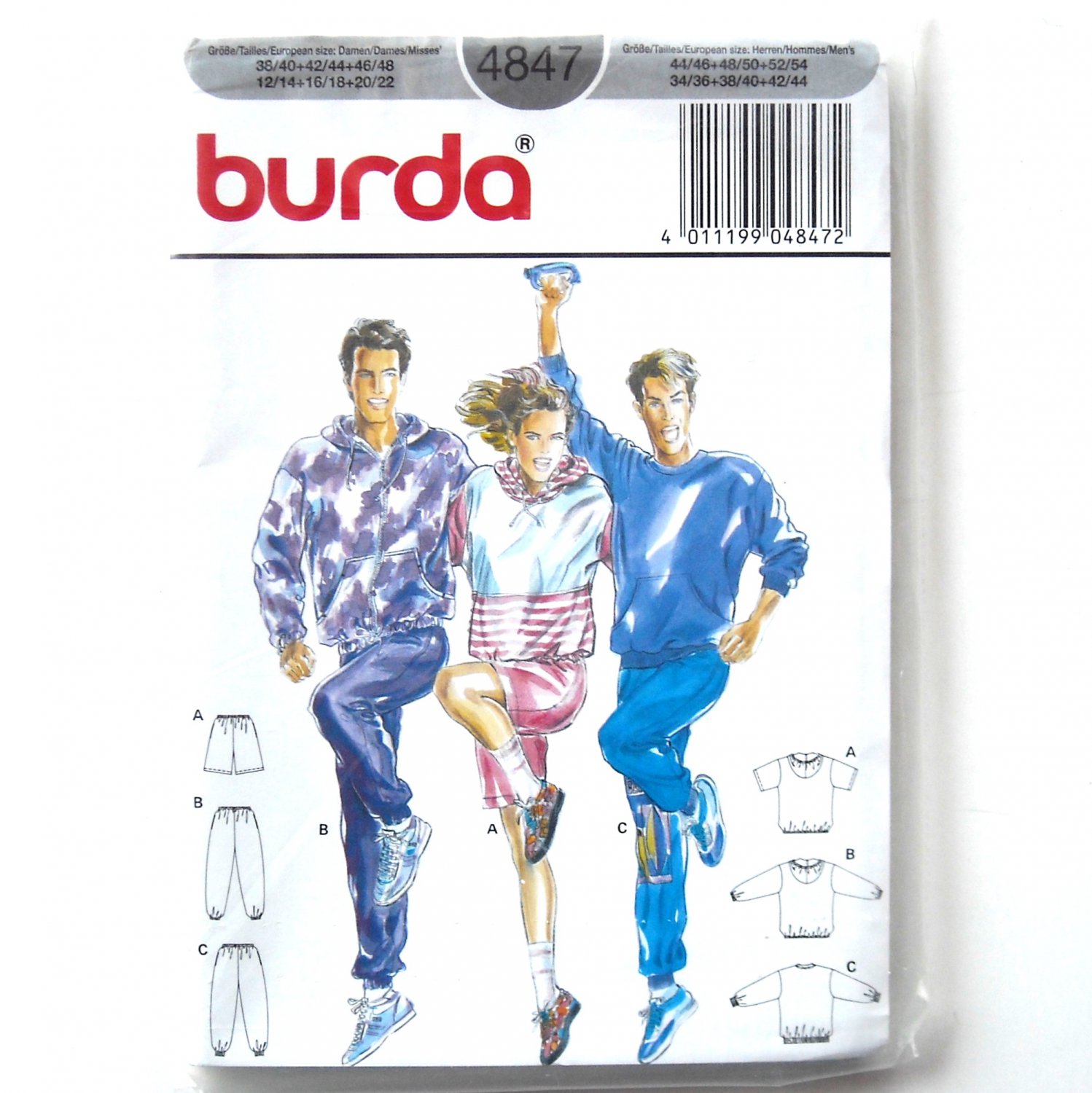 Misses Mens Active Wear Burda Sewing Pattern 4847