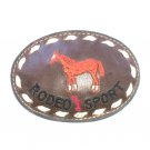 Rodeo Sport Brown Leather Vintage Tony Lama Belt Buckle Rodeo Sport Brown Leather Vintage Tony Lama Belt Buckle