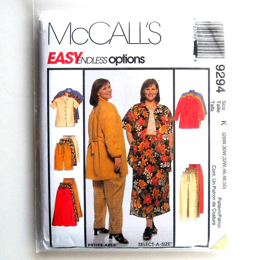 Women's Shirt Pants Shorts Skirt Plus Size McCall's Sewing Pattern 9294