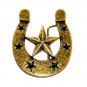 Horseshoe Silver Star Brass Color 3D Belt Buckle