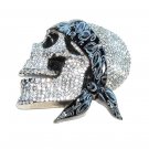 Skull With Bandana Bling Studded Belt Buckle
