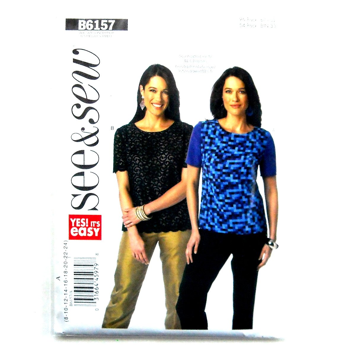 Misses' Women's Tops See & Sew Butterick Sewing Pattern B6157