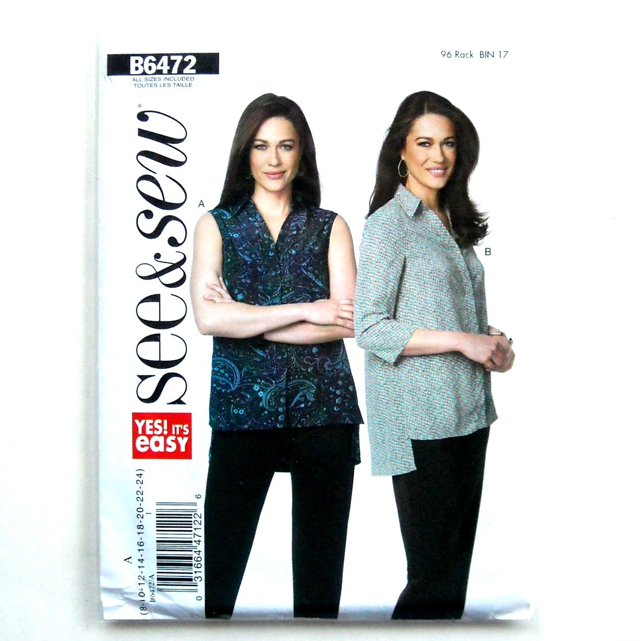 Misses' Women's Button Up Shirts See & Sew Butterick Sewing Pattern B6472