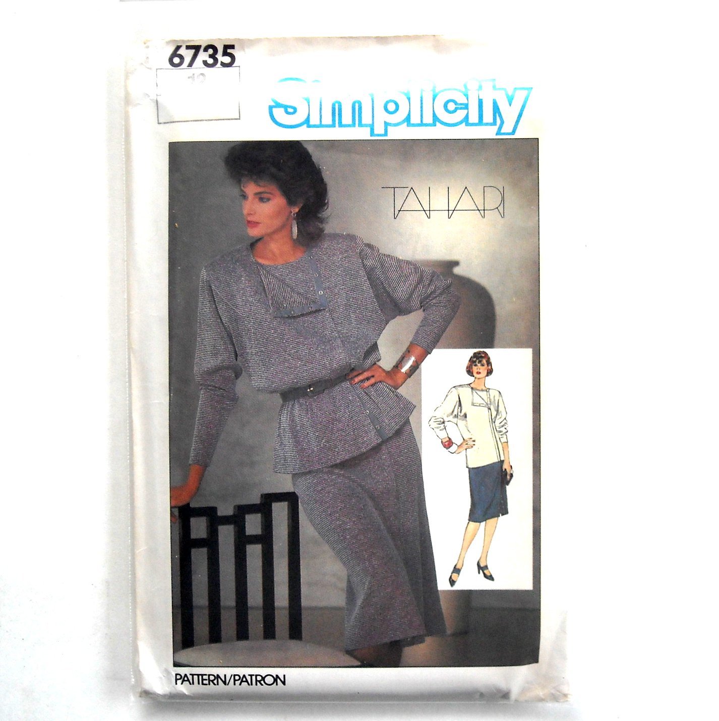 Misses Two Piece Dress Size 12 Tahari Simplicity Sewing Pattern 6735