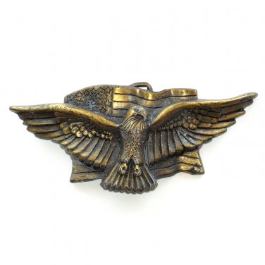 Great American Eagle Flag Vintage 3D Brass US Belt Buckle