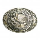 Illinois State Great Seal Tony Lama Brass Belt Buckle