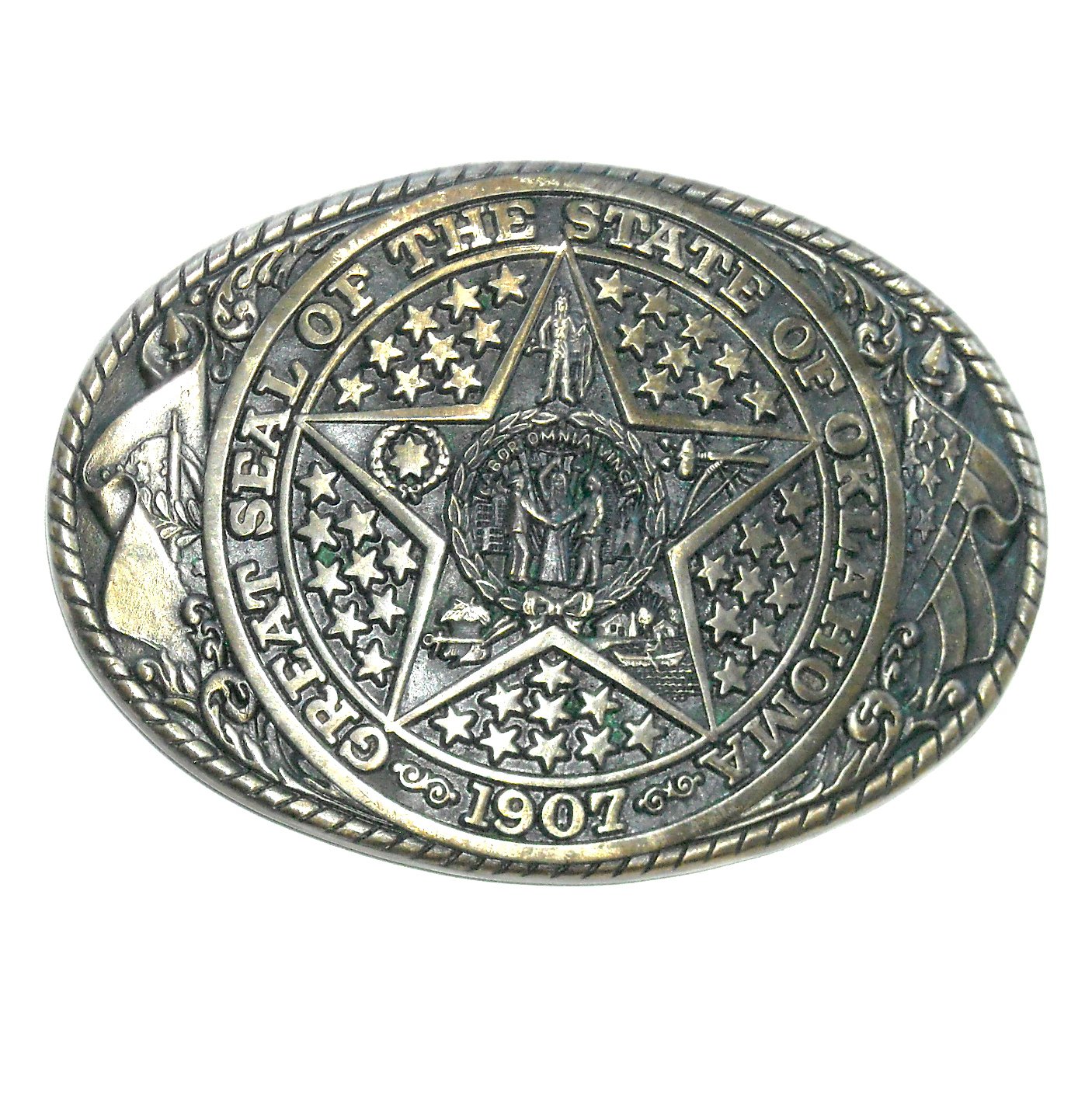 Oklahoma State Seal First Edition Tony Lama Solid Brass US Belt Buckle