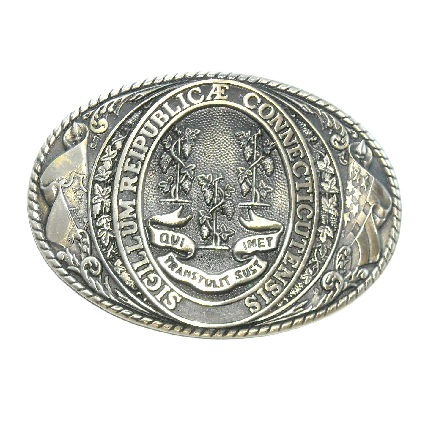 Connecticutensis Great Seal Tony Lama First Edition Solid Brass Belt Buckle