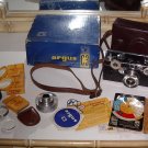 Argus C3 Brick Camera with leather case, orginal box and extras shown