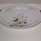 Grace China ROCHELLE Oval Serving Platter 12-1/4 in Pink Flowers Gold Blue trim