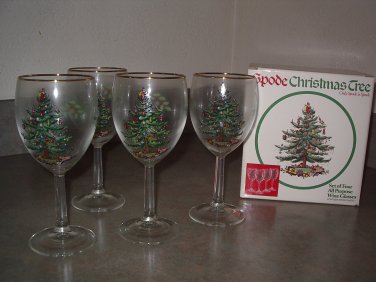 Spode CHRISTMAS TREE All Purpose Wine Goblets -Set of 8 with Original Boxes
