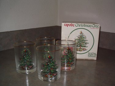 Spode CHRISTMAS TREE Set 8 Double Old Fashioneds and 4 Highballs Original Boxes