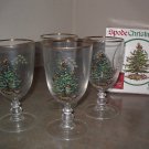 Spode CHRISTMAS TREE Pedestal Goblets -Set of 4 with Original Box