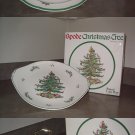 Spode Christmas Tree Round Platter, Cake Plate,& Double Tier Tray England boxes