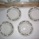 SET of 4 Salad Plates Holly Decoration and gold trim