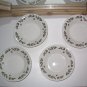 SET of 4 Salad Plates Holly Decoration and gold trim