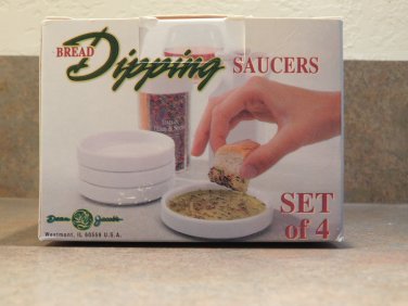 Dean Jacobs Bread Dipping Saucers Dishes Boxed Set Of 4 White Porcelain Open Box