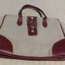 Duffel Bag in faux Leather and Linen Satchel Luggage Duffle Brand New