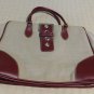 Duffel Bag in faux Leather and Linen Satchel Luggage Duffle Brand New