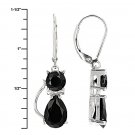 CAT Black Spinel Rhodium Over Sterling Silver Cat Earrings 6.02ctw.