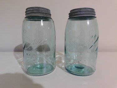 Ball PERFECT MASON quart canning jars Set of (2)  circa 1900-1910
