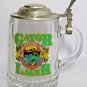 GATOR LAGER (The Beer with a Bite!) Painted Print Clear Glass Stein with Lid