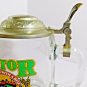 GATOR LAGER (The Beer with a Bite!) Painted Print Clear Glass Stein with Lid